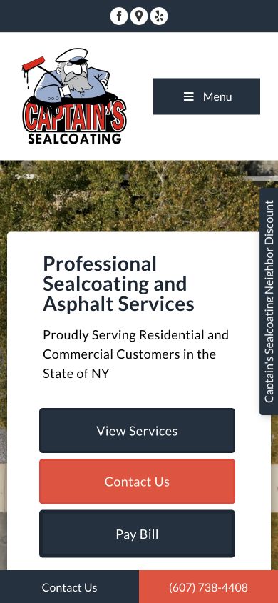 Captain’s Sealcoating responsive mobile website