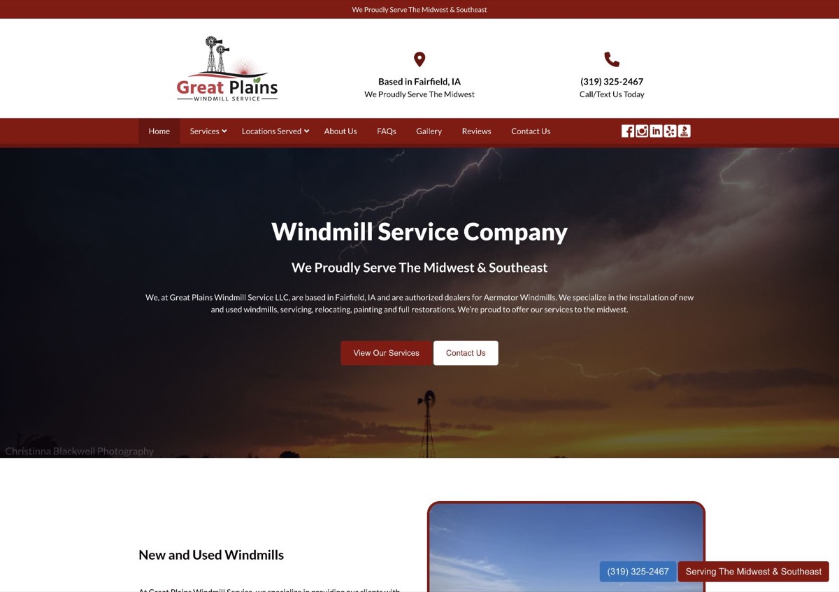 Great Plains Windmill Service website