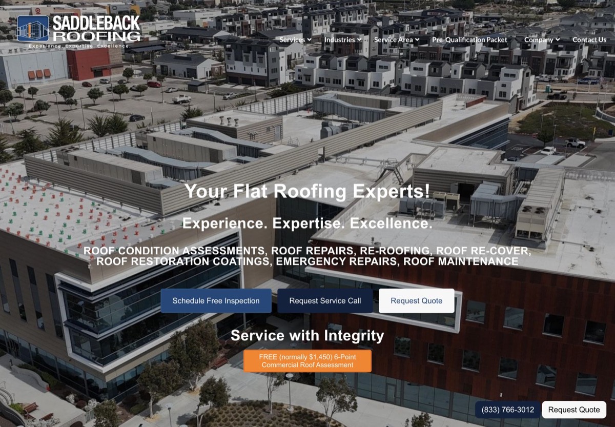 Saddleback Roofing website preview